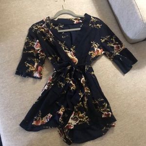 Navy floral romper